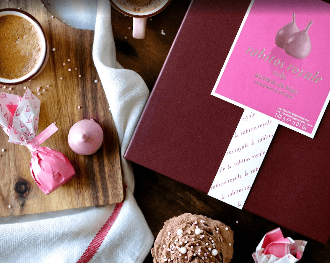 Rabitos Royale Ruby Chocolate Fig Bonbons – 8 Piece Gift Box (5 oz / 142 g)