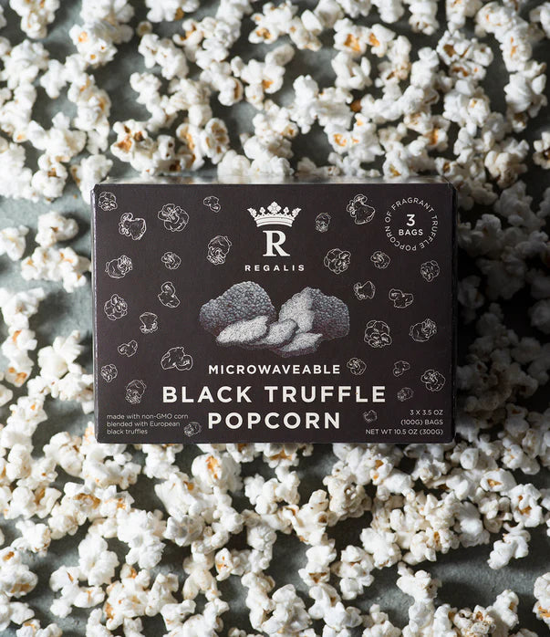 Regalis Microwavable Black Truffle Popcorn Non-GMO, Real Black European Truffle - 3 Bags