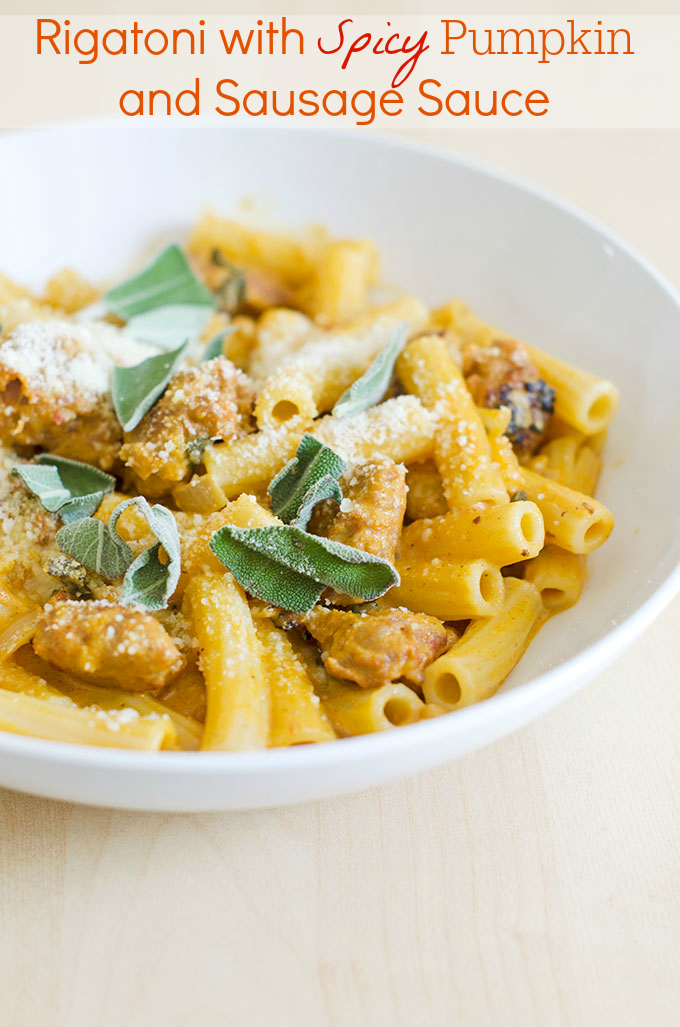 RIGATONI WITH SPICY PUMPKIN AND SAUSAGE SAUCE