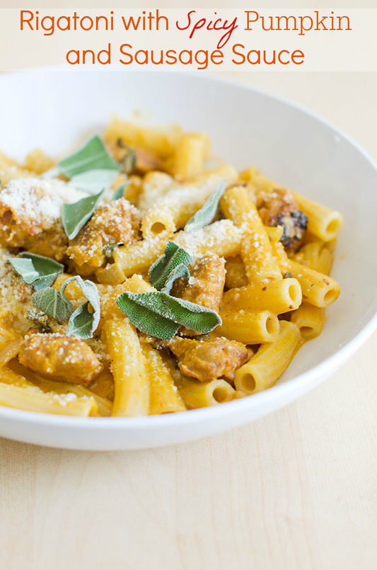 RIGATONI WITH SPICY PUMPKIN AND SAUSAGE SAUCE