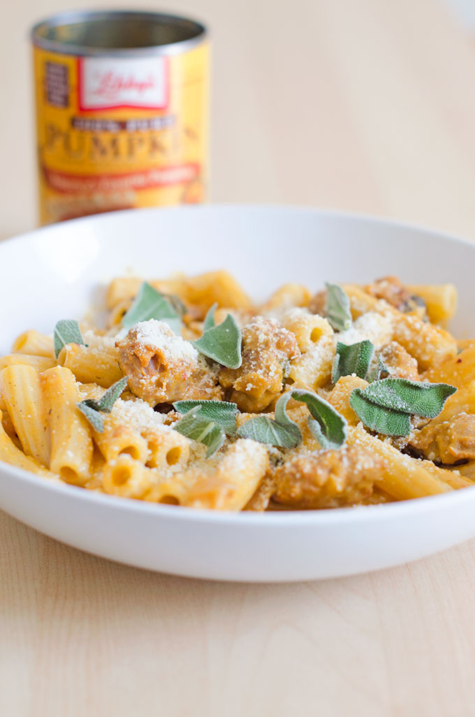 RIGATONI WITH SPICY PUMPKIN AND SAUSAGE SAUCE