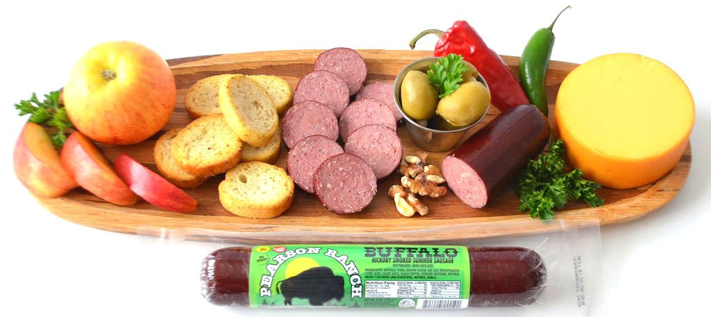 Pearson Ranch Game Meat Hickory Smoked Summer Sausage Variety Pack of 3 – Elk, Buffalo, Venison Gluten-Free, MSG-Free