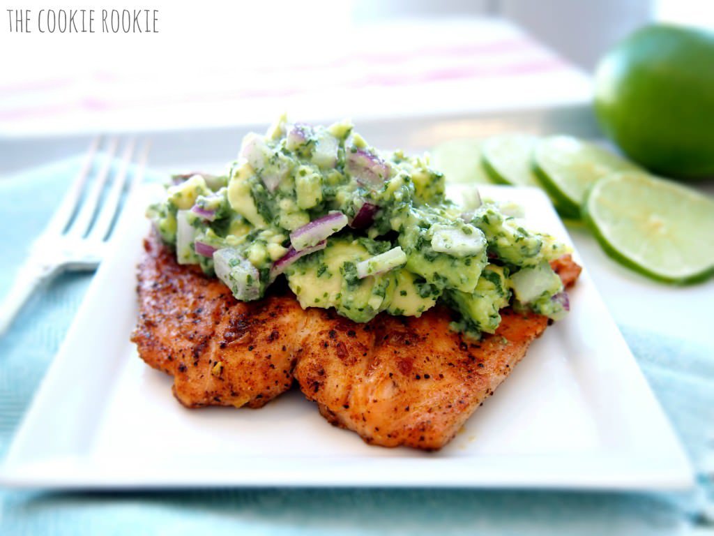 GRILLED SALMON WITH AVOCADO SALSA