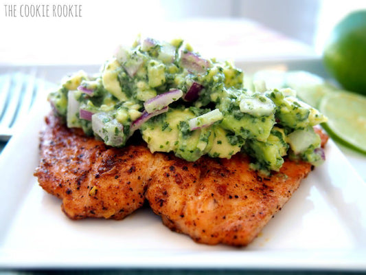 GRILLED SALMON WITH AVOCADO SALSA