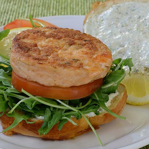 Norwegian Salmon Burgers - 10 lbs,  4oz each