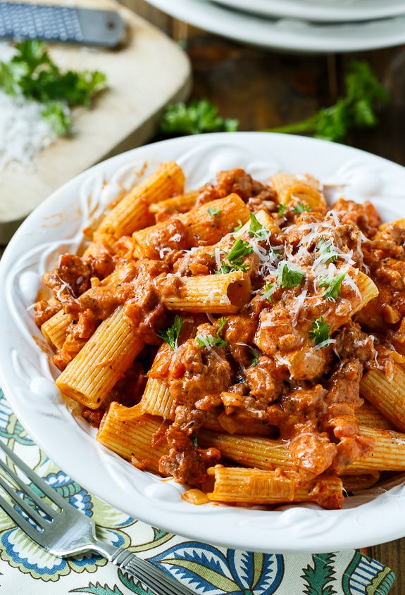 Italian Sausage Rigatoni with Spicy Cream Sauce
