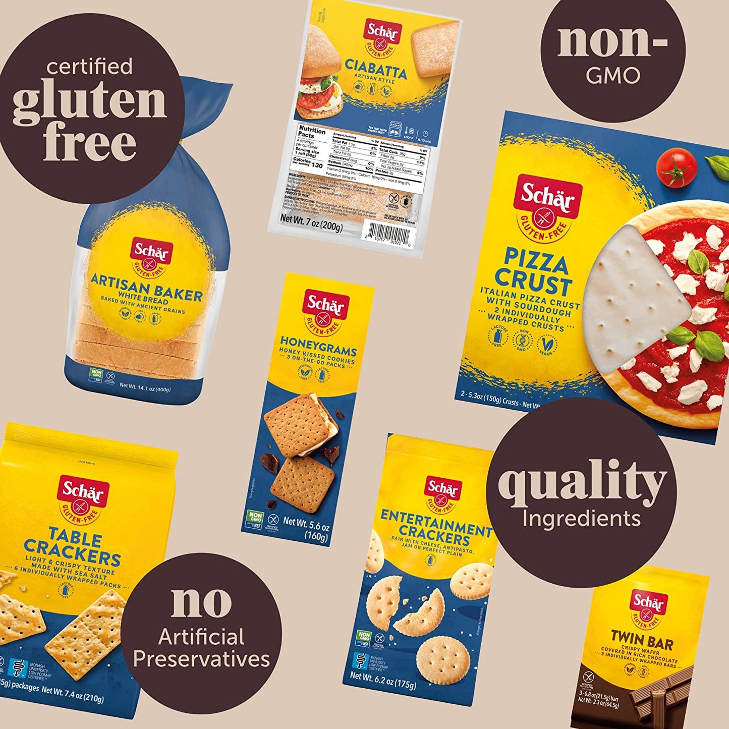 Schar Pizza Crust - Certified Gluten Free - Non-Gmo, Wheat or Lactose -  2 - 5.3 oz - 4/Case