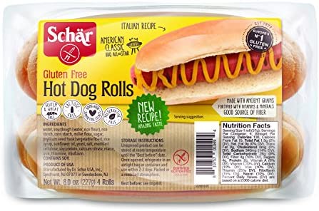 Schar Gluten Free Hot Dog Buns - 0.5 oz - 4/Case