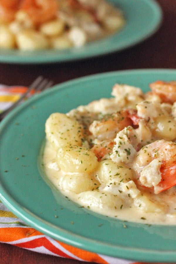 Seafood Gnocchi with White Wine Parmesan Sauce
