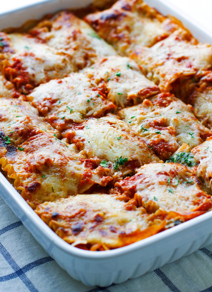 Skinny Mushroom Spinach Lasagna