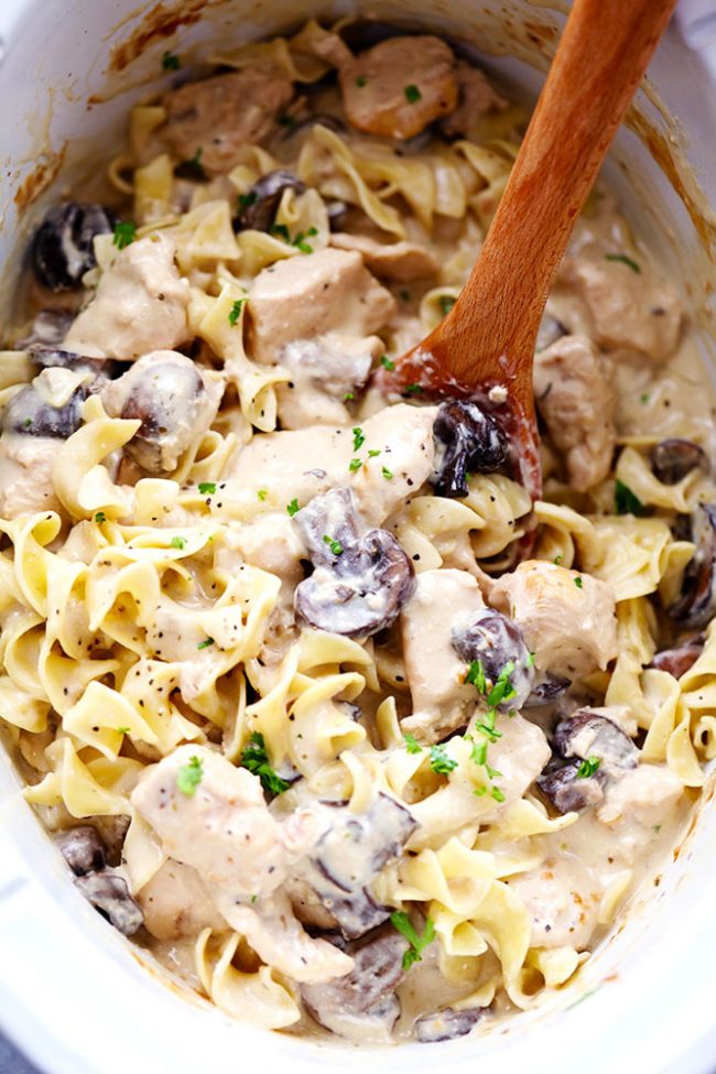 Slow Cooker Chicken and Mushroom Stroganoff