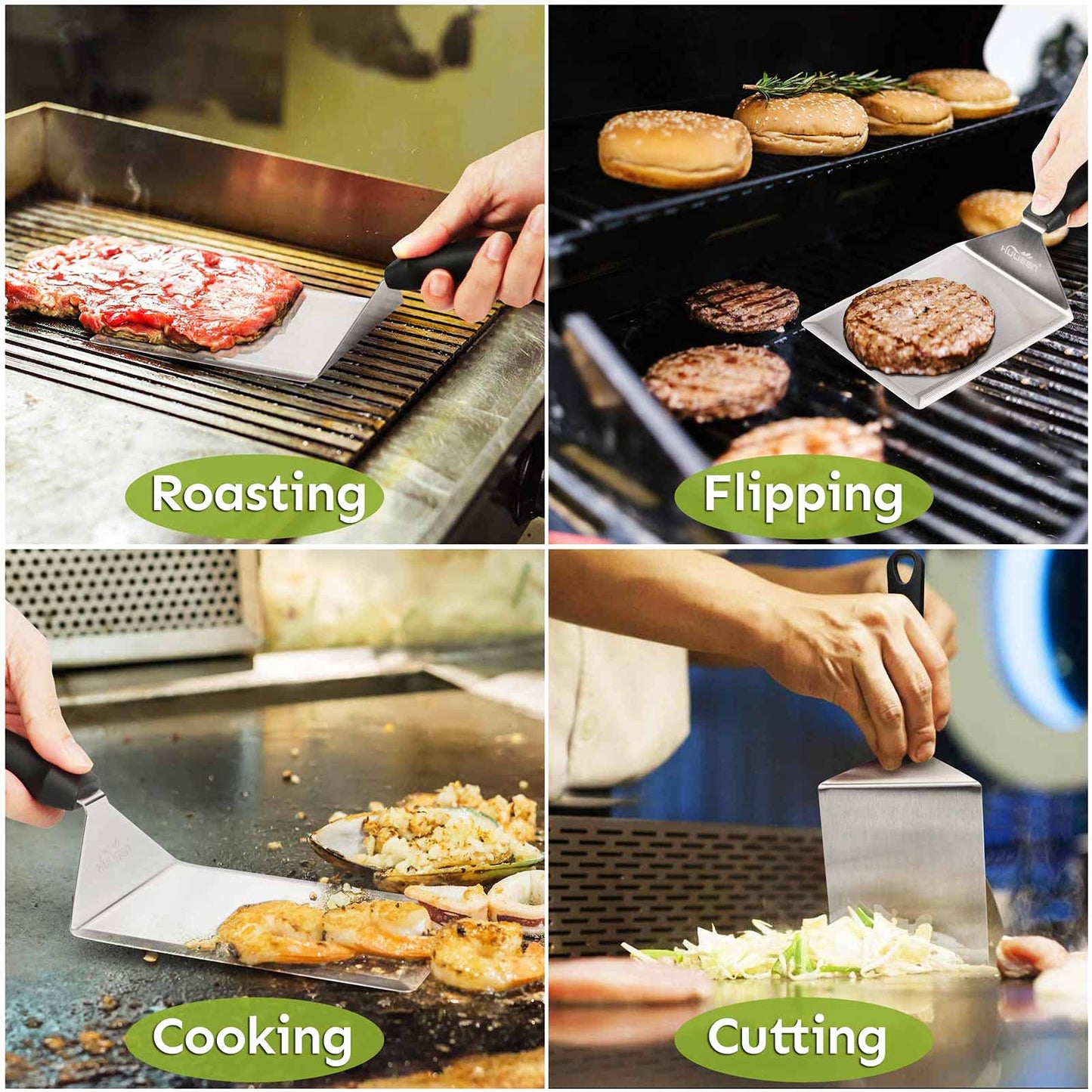 Smashed Burger Kit, Burger Press, 12 Inch Basting Cover, Grill Spatula, Spice Dredge Shaker and 2 Squeeze Bottles