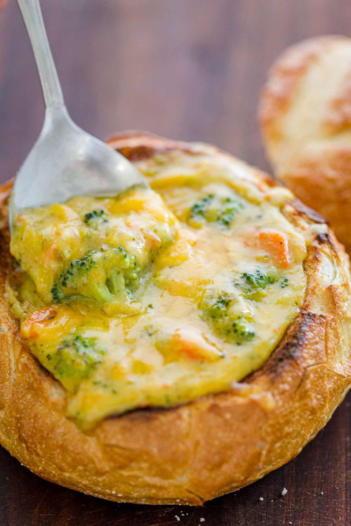 Creamy Broccoli Cheddar Cheese Soup with Boule Bread Bowls - includes 4