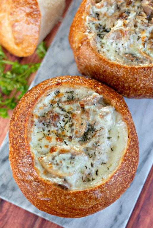 Philly Cheesesteak Soup with Boule Bread Bowls - includes 4
