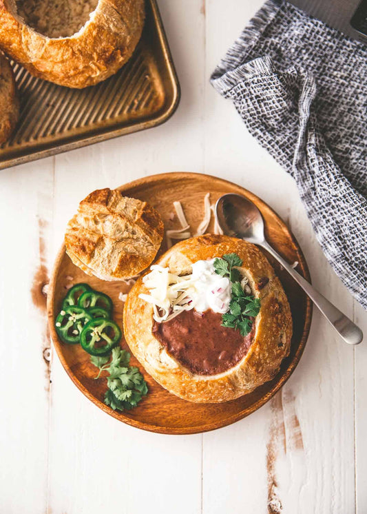 Black Bean Soup with Boule Bread Bowls - includes 4