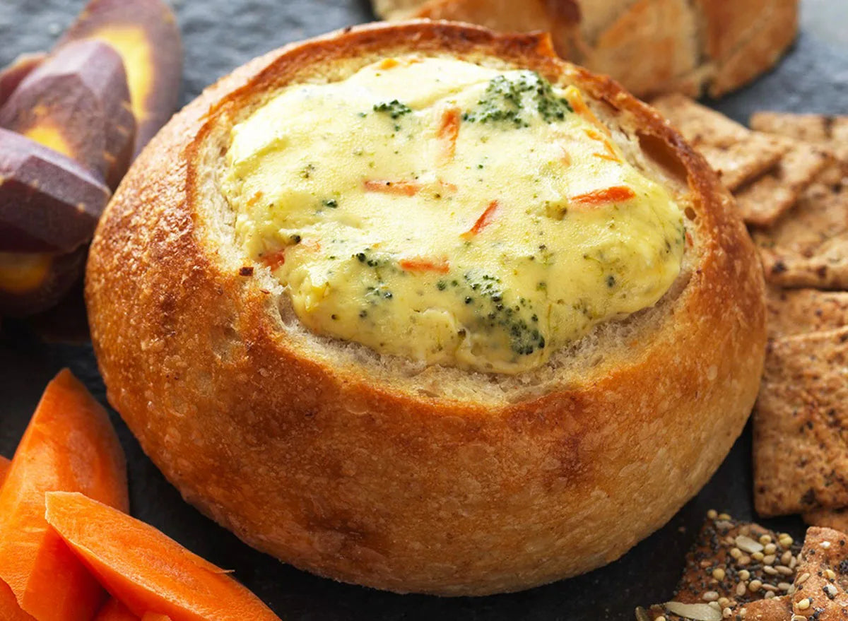 Creamy Broccoli Cheddar Cheese Soup with Boule Bread Bowls - includes 4