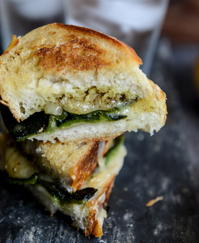 Sourdough Grilled Cheese with Roasted Poblanos, Smoked Cheddar and Curried Brown Butter