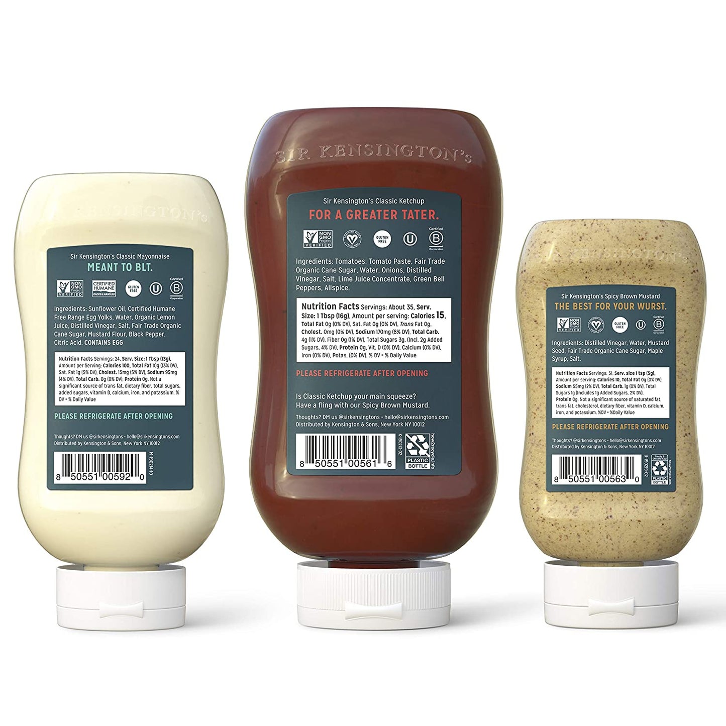 Sir Kensington's Condiments Variety Pack - Ketchup, Mayo & Mustard