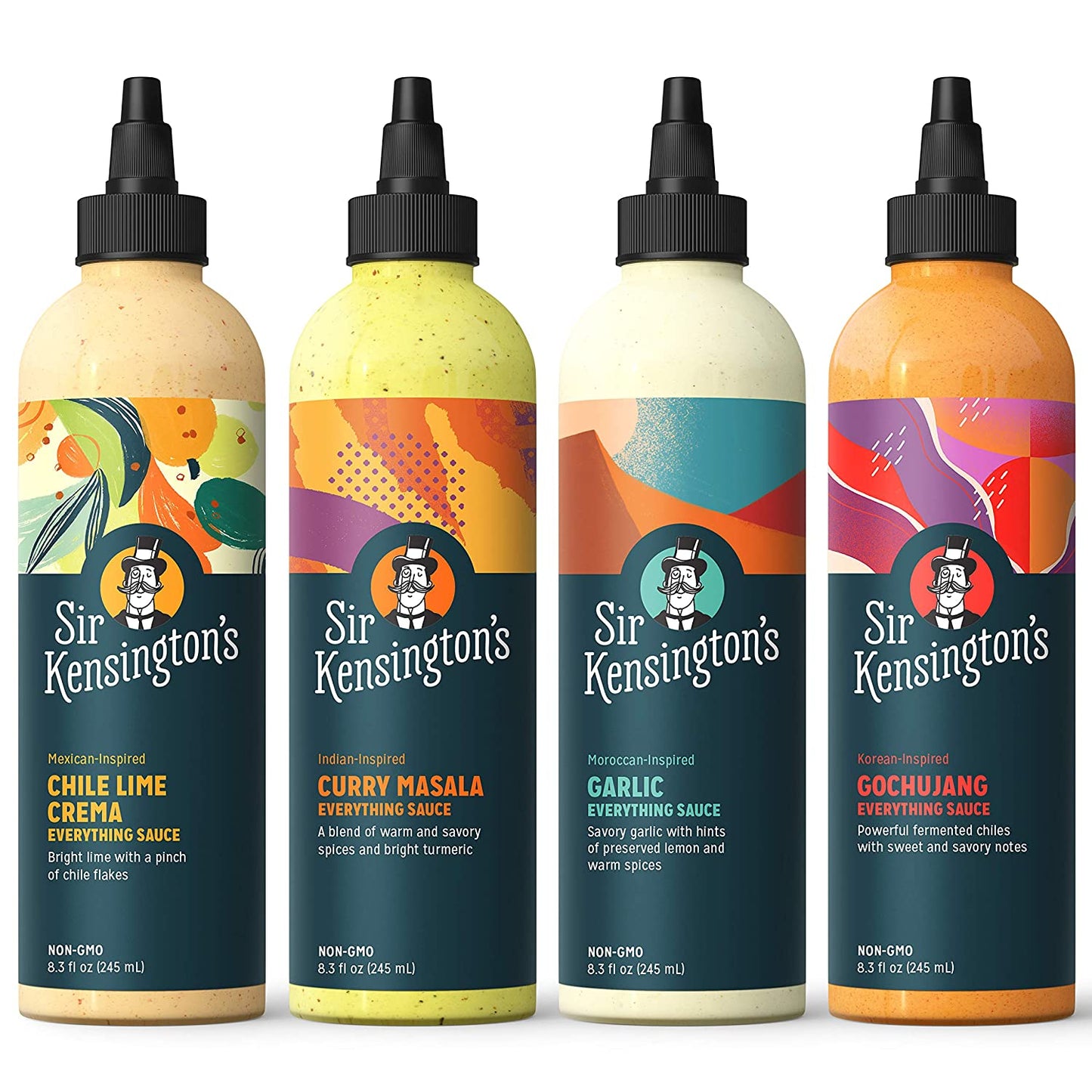 Sir Kensington's Everything Sauce Variety Pack, Chile Lime, Garlic, Gochujang, Curry Masala - Gluten Free, Non- GMO