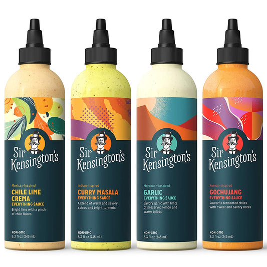 Sir Kensington's Everything Sauce Variety Pack, Chile Lime, Garlic, Gochujang, Curry Masala - Gluten Free, Non- GMO