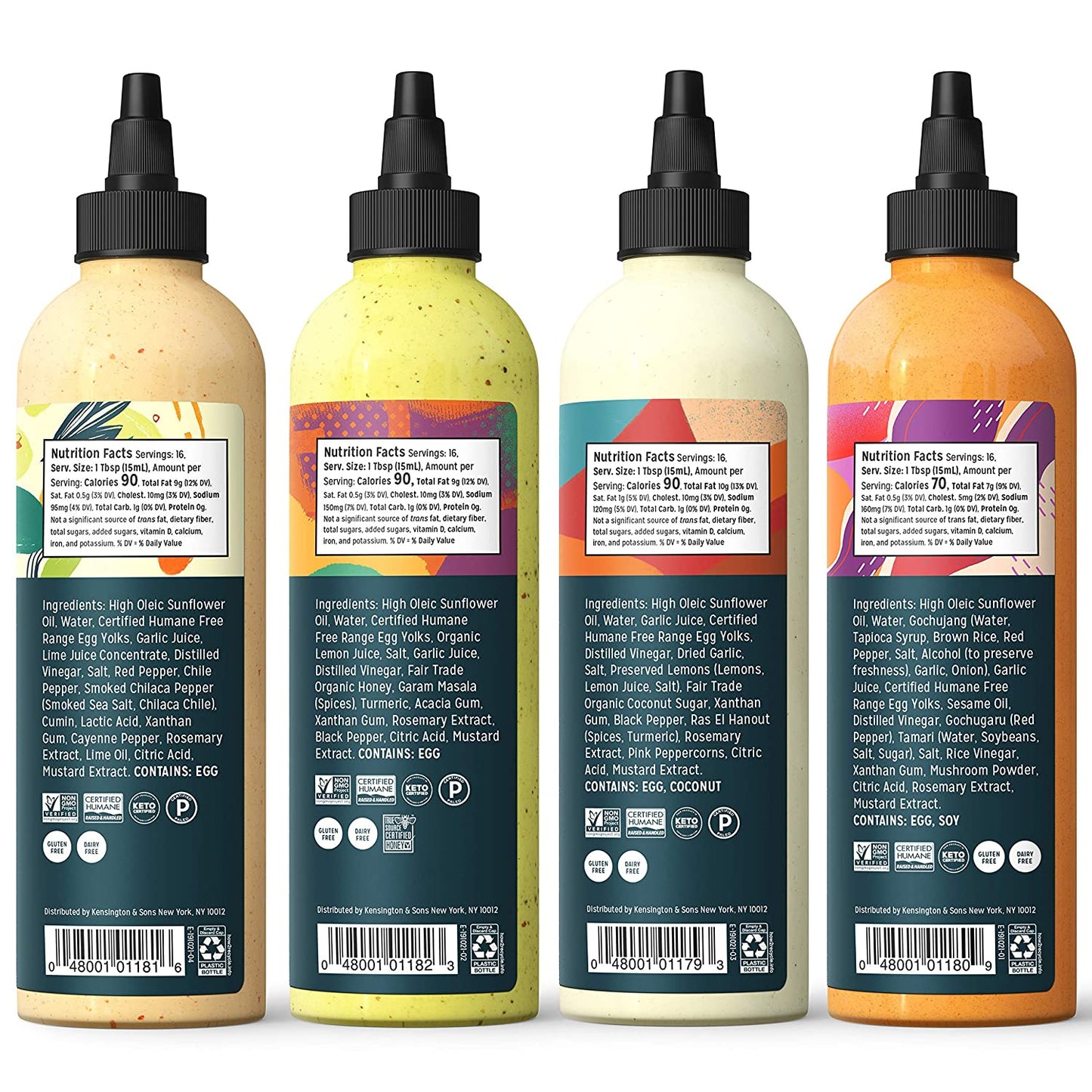 Sir Kensington's Everything Sauce Variety Pack, Chile Lime, Garlic, Gochujang, Curry Masala - Gluten Free, Non- GMO