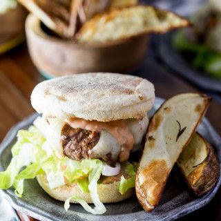 Sliced Steak English Muffin Sandwich w/ Hand Cut Fries