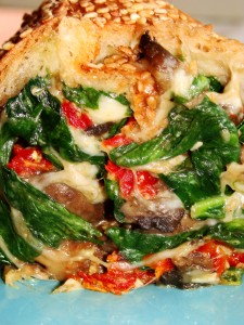 Spinach, Mushroom and Sun-Dried Tomato Mozzarella Stuffed Bread