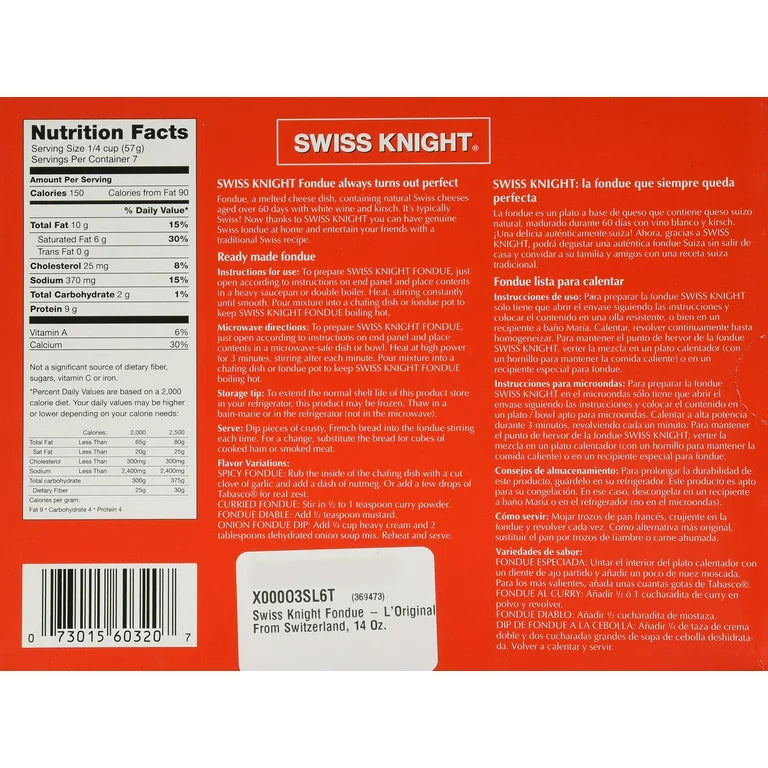 Swiss Knight Fondue - L'Original From Switzerland, 14 Oz - 6 Pack