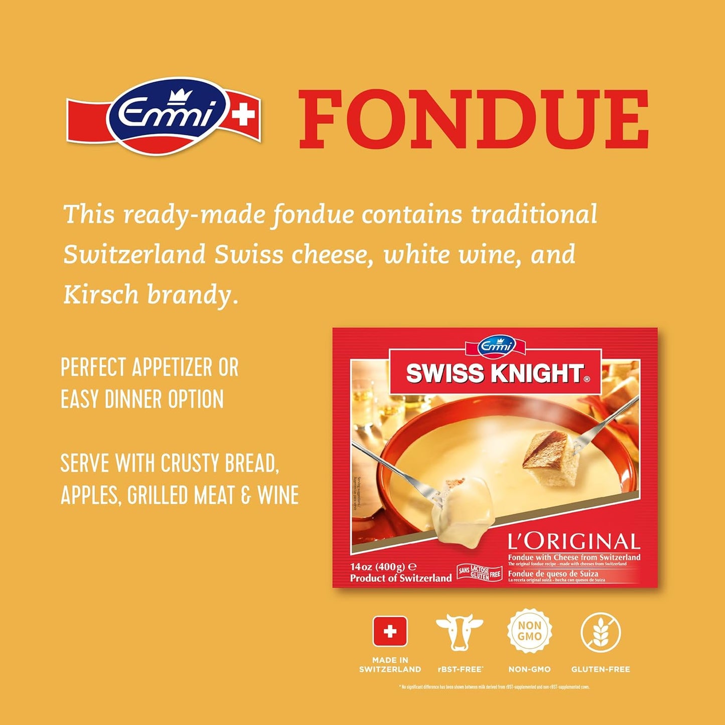 Swiss Knight Fondue - L'Original From Switzerland, 14 Oz