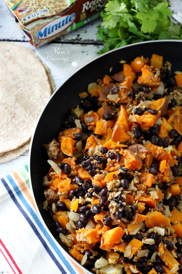 SWEET POTATO AND BLACK BEAN VEGAN SKILLET AND/OR BURRITOS