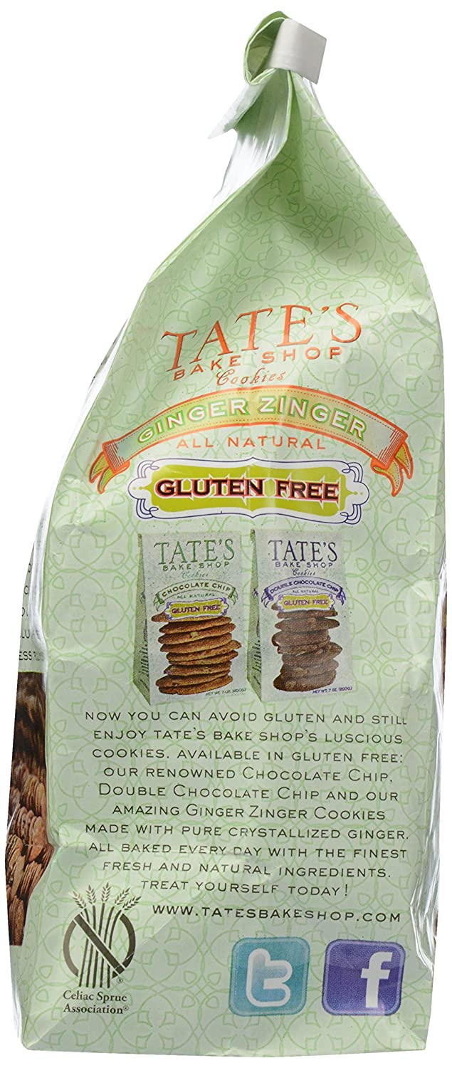 Tate's Bake Shop Thin & Crispy Cookies, Gluten Free Ginger Zinger, 7 oz - 4 Pack