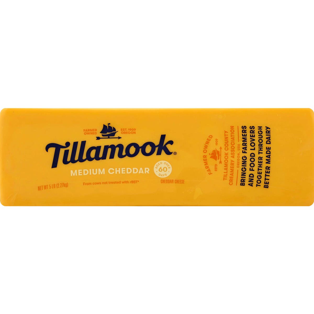 Tillamook Medium Cheddar Cheese - 5 lb - 2 per case