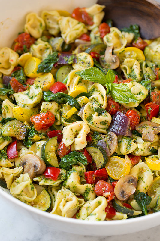 Tortellini with Pesto and Roasted Veggies