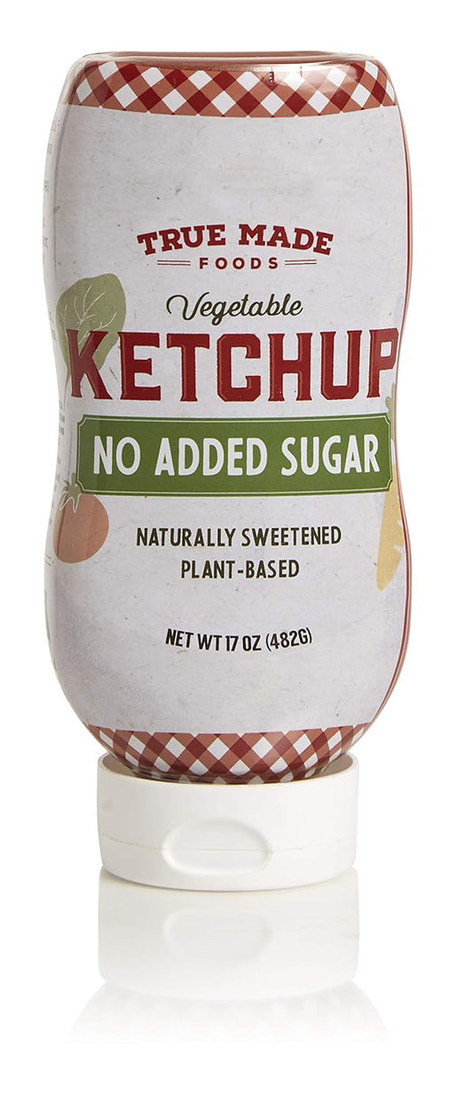 True Made Foods Vegetable No Added Sugar Ketchup, Paleo Certified, Keto, Whole30, Non-GMO 18 oz, Pack of 6