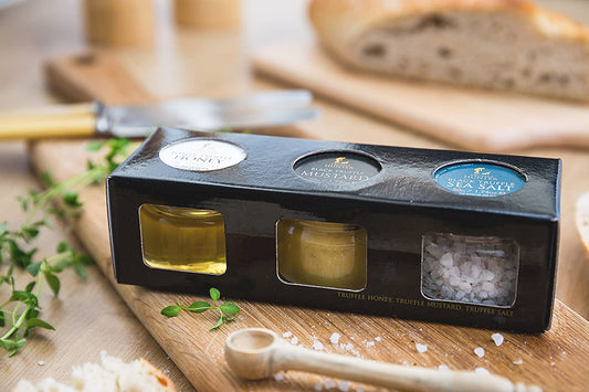 TruffleHunter Real Black & White Truffle Condiment Selection Gift Box - Acacia Honey, Dijon Mustard & Flaked Cornish Sea Salt