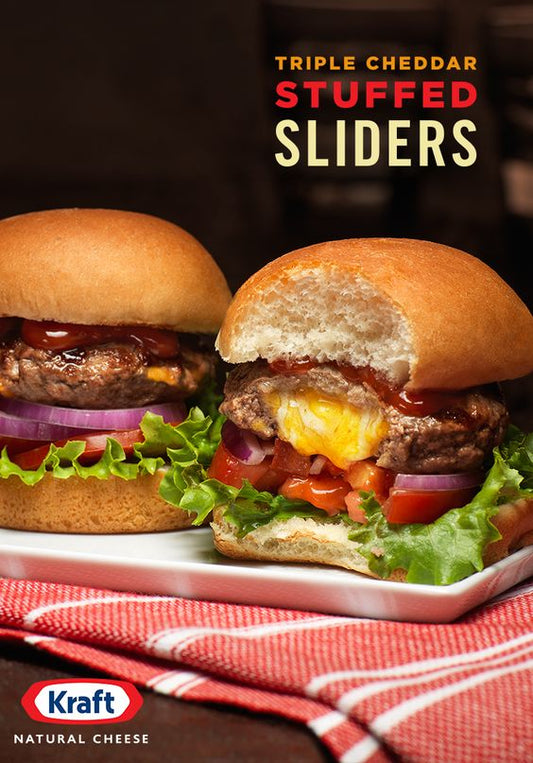 Triple Cheddar Stuffed Sliders - 1 Dozen