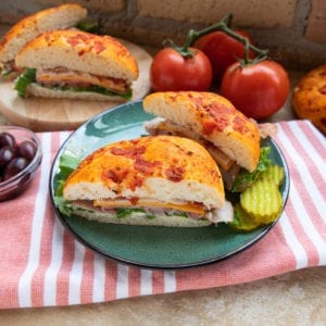 Turano 4" Tomato and Basil Focaccina Roll - 60/Case