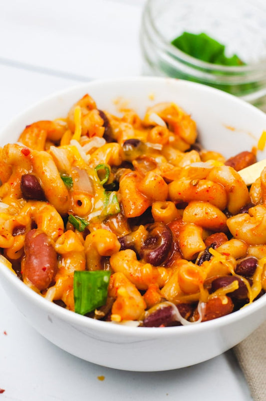 Vegetarian Chili with Vegan Mac and Cheese