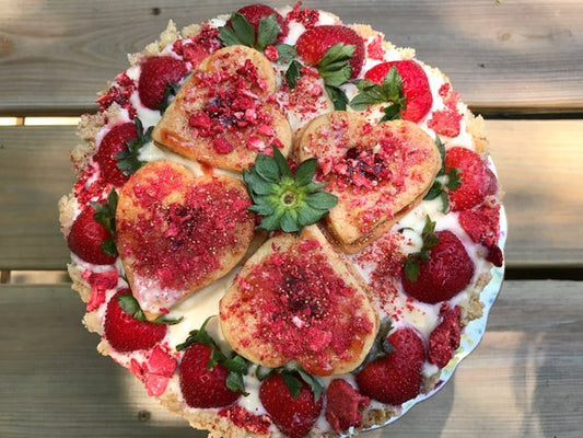 Vegan Vanilla Strawberry Crumb Shortcake Birthday Cake