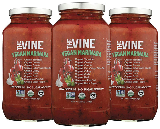 The Vine Vegan Marinara 3-pack, Low Sodium, Low Carb, Non GMO, Kosher