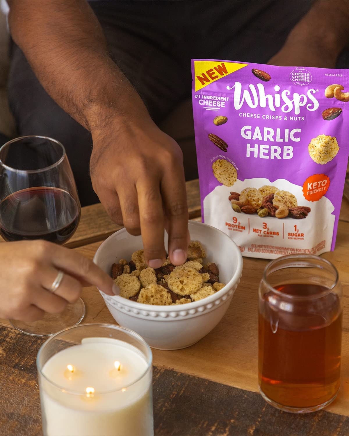 Whisps Cheese Crisps & Nuts Snack Mix - Variety Pack of 3