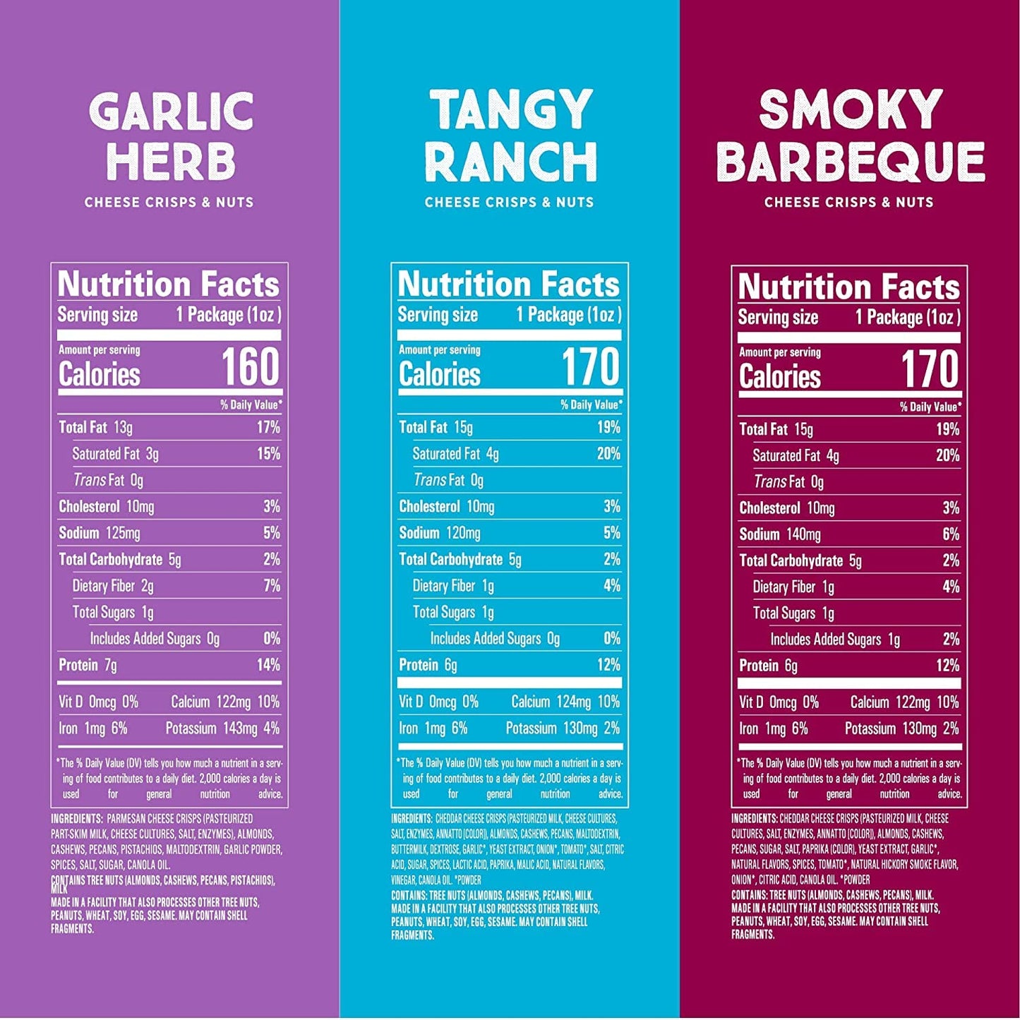 Whisps Cheese Crisps & Nuts Snack Mix - Variety Pack of 3