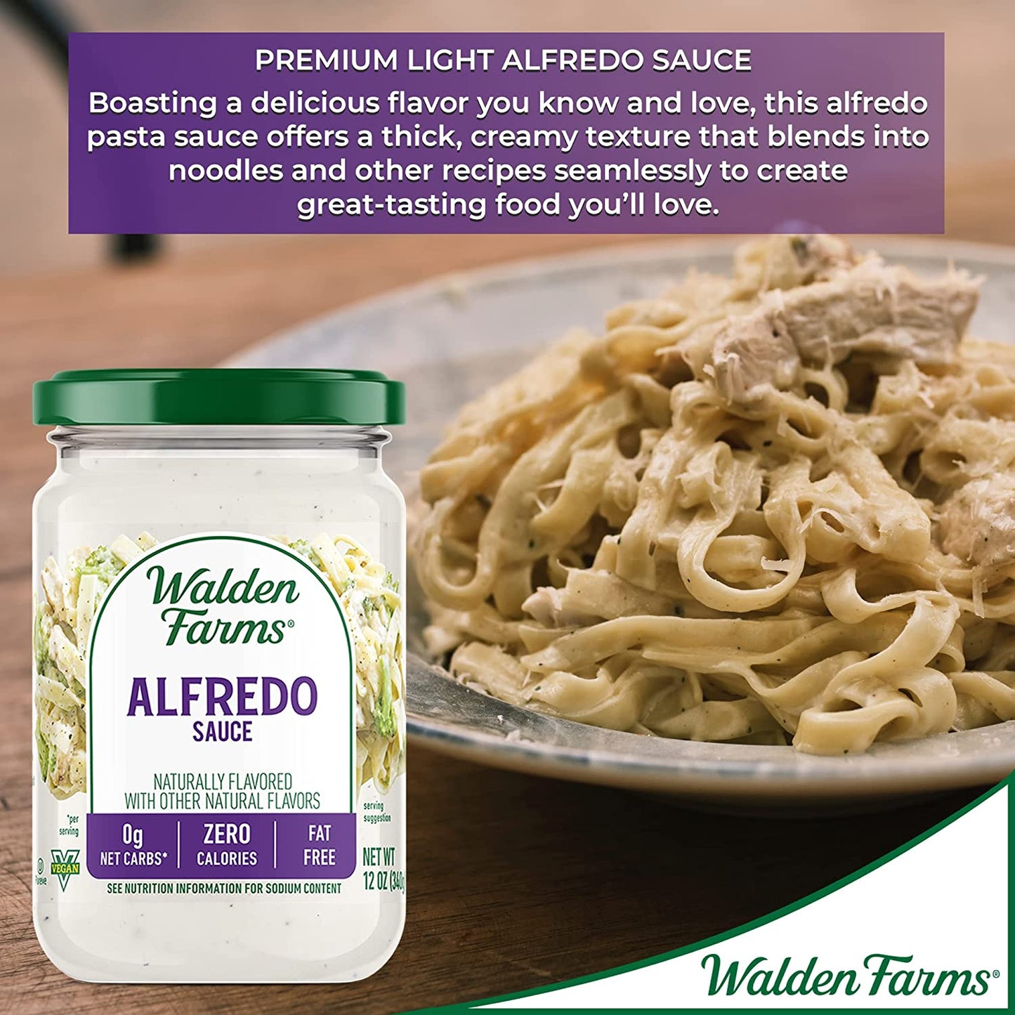 Walden Farms Light Alfredo Sauce, 12 oz each - Pack of 3