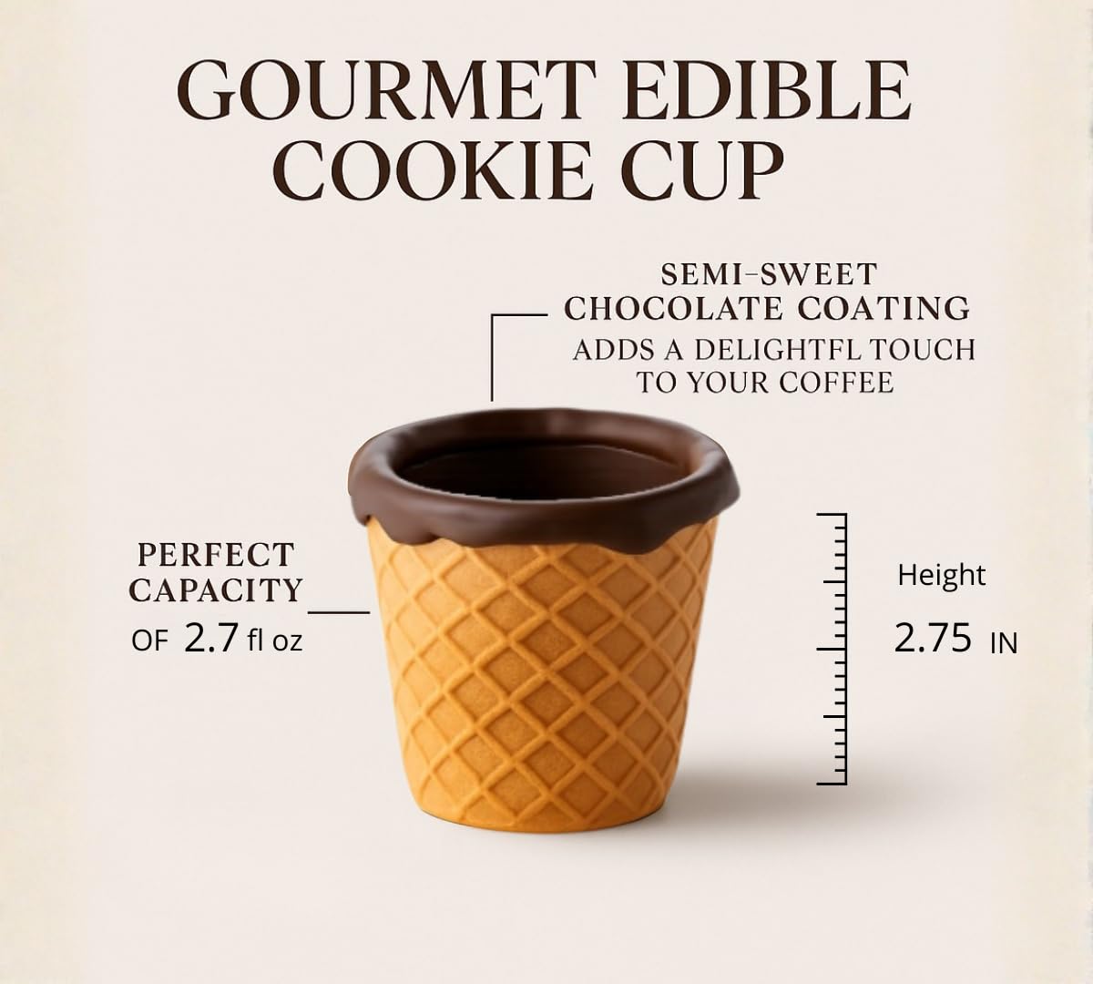 Edible Waffle Cookie Cups - Waffle Chocolate Lined Cookie Cups
