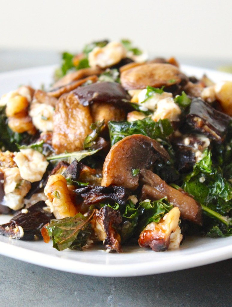 Warm Eggplant, Mushroom and Kale Salad