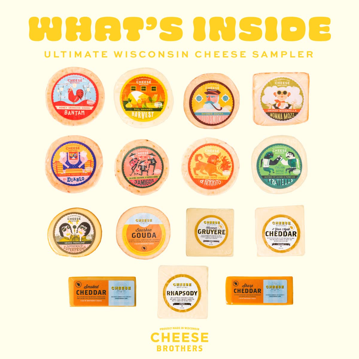 Cheese Bros. Wisconsin Ultimate Assortment Gift Box - 13 Blocks of Cheese!
