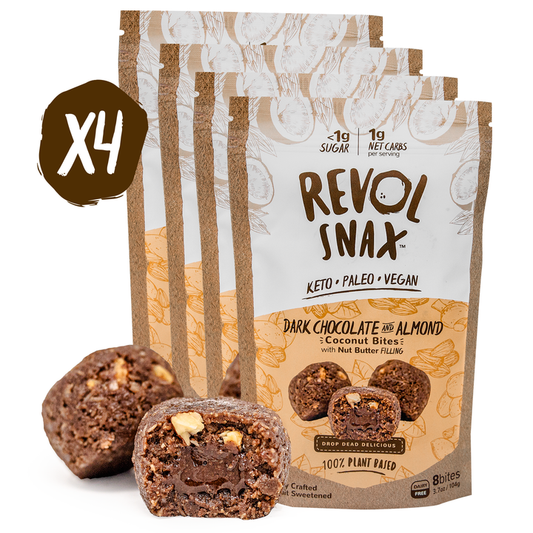 DARK CHOCOLATE ALMOND BUTTER BITES - 4 Pack Revol Snax