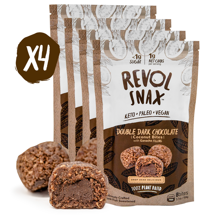 DOUBLE DARK CHOCOLATE BITES - 4 Pack Revol Snax