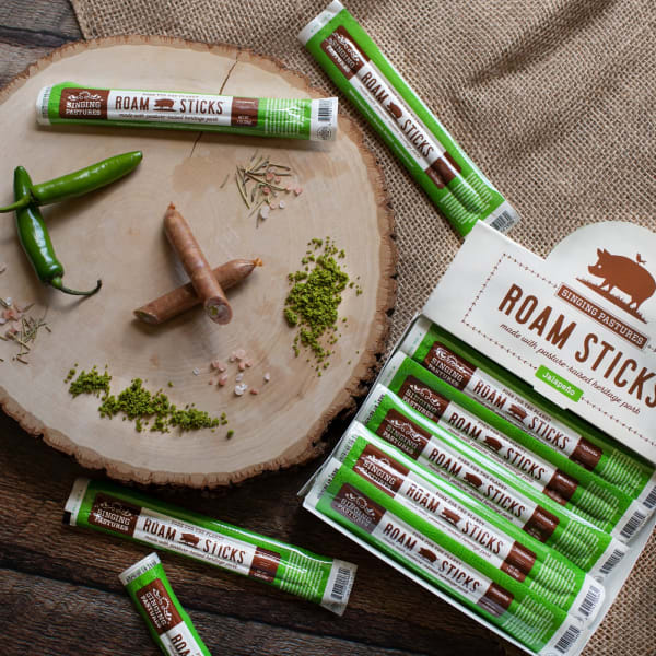 Hickory Smoked Pork with Jalapeno Snack Roam Sticks - includes 12